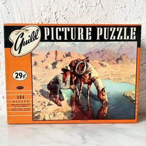 Vintage 1950s Two Friends Cowboy & Horse 304 Piece Guild Jigsaw Puzzle-Complete